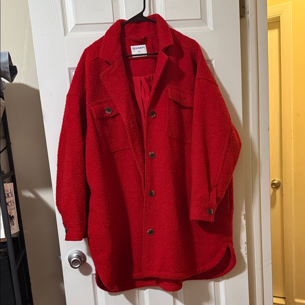 Size 2x Heavy Red Wool Oversized Over Coat